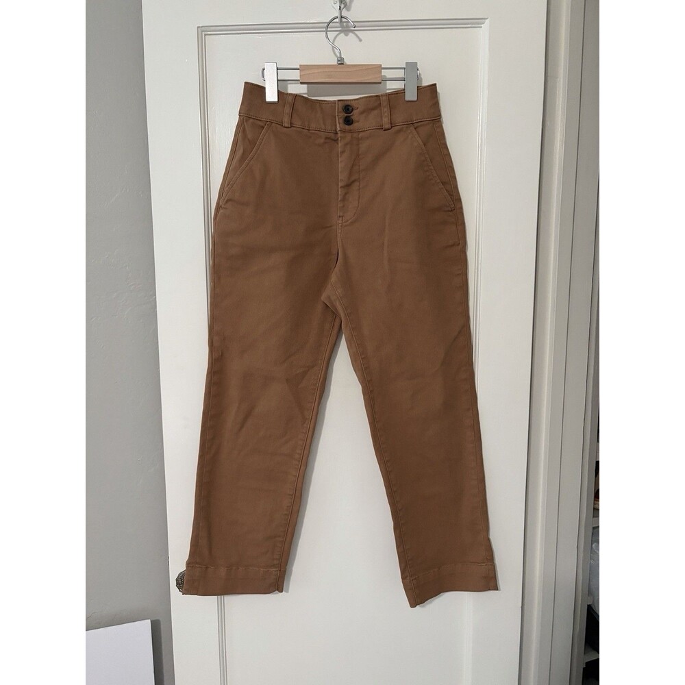 Everlane High Rise Utility Straight Leg Organic Cotton Pants Tan Brown Size 2